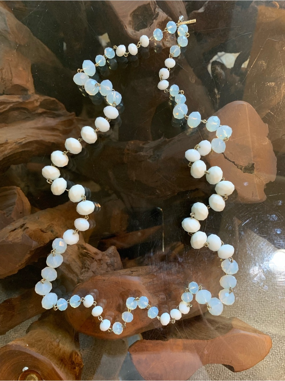 Opalite and White Bead Women's Necklace - Elegant Sparkle